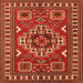 Round Machine Washable Geometric Orange Traditional Area Rugs, wshtr830org