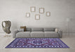 Machine Washable Geometric Blue Traditional Rug in a Living Room, wshtr830blu