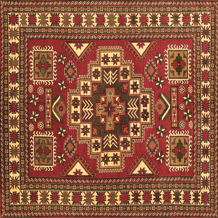 Square Machine Washable Geometric Brown Traditional Rug, wshtr830brn