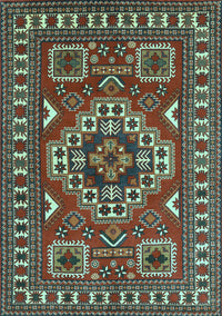 Geometric Light Blue Traditional Rug, tr830lblu