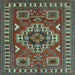 Square Geometric Light Blue Traditional Rug, tr830lblu