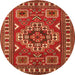 Square Geometric Orange Traditional Rug, tr830org