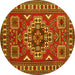 Round Geometric Yellow Traditional Rug, tr830yw