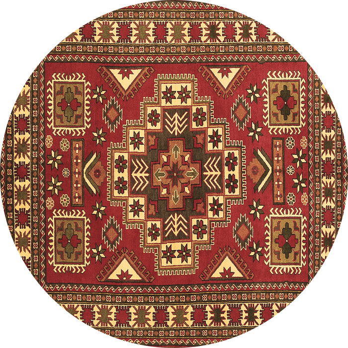 Round Machine Washable Geometric Brown Traditional Rug, wshtr830brn