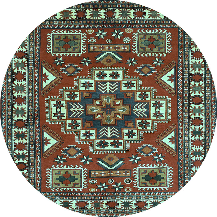 Round Machine Washable Geometric Light Blue Traditional Rug, wshtr830lblu