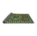 Sideview of Geometric Turquoise Traditional Rug, tr830turq