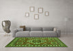 Machine Washable Geometric Green Traditional Area Rugs in a Living Room,, wshtr830grn