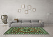 Machine Washable Geometric Turquoise Traditional Area Rugs in a Living Room,, wshtr830turq