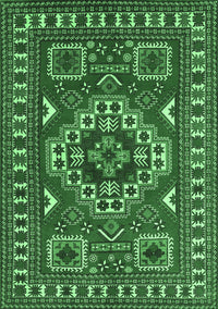 Geometric Emerald Green Traditional Rug, tr830emgrn