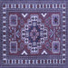 Square Machine Washable Geometric Blue Traditional Rug, wshtr830blu