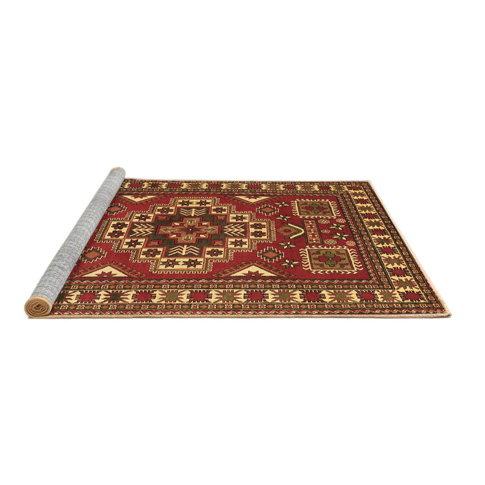 Sideview of Machine Washable Geometric Brown Traditional Rug, wshtr830brn
