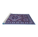 Sideview of Machine Washable Geometric Blue Traditional Rug, wshtr830blu