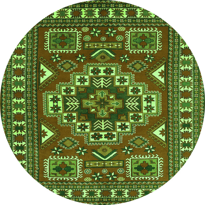Square Geometric Green Traditional Rug, tr830grn