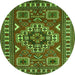 Square Geometric Green Traditional Rug, tr830grn