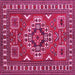 Square Machine Washable Geometric Pink Traditional Rug, wshtr830pnk