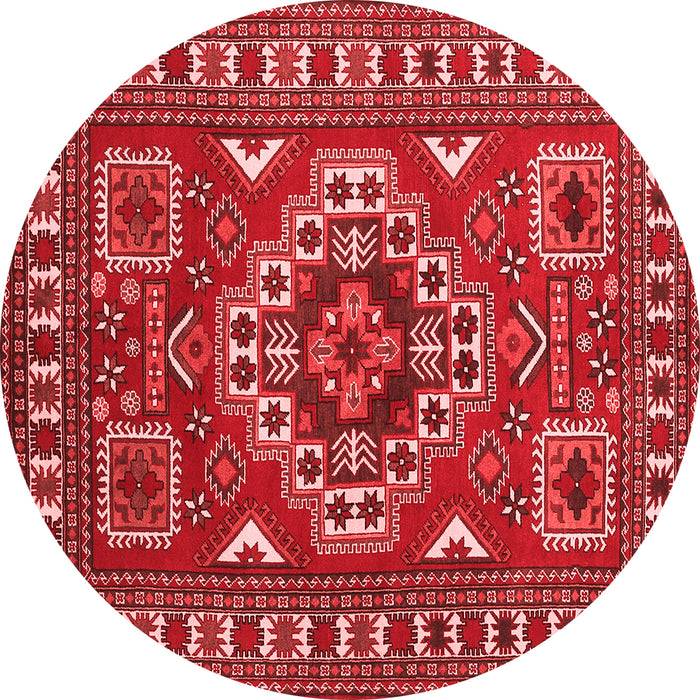 Machine Washable Geometric Red Traditional Rug, wshtr830red