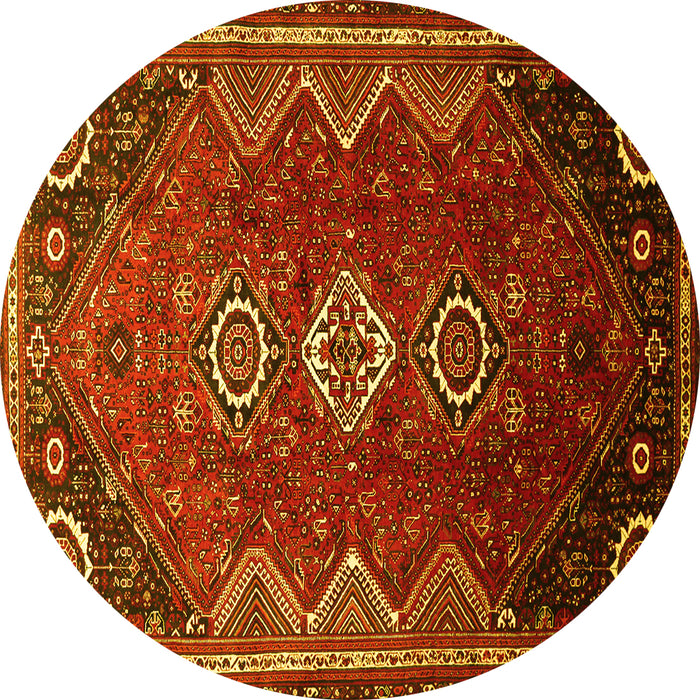 Round Persian Yellow Traditional Rug, tr831yw