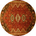 Round Persian Yellow Traditional Rug, tr831yw