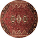 Round Persian Brown Traditional Rug, tr831brn