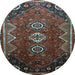 Round Persian Light Blue Traditional Rug, tr831lblu