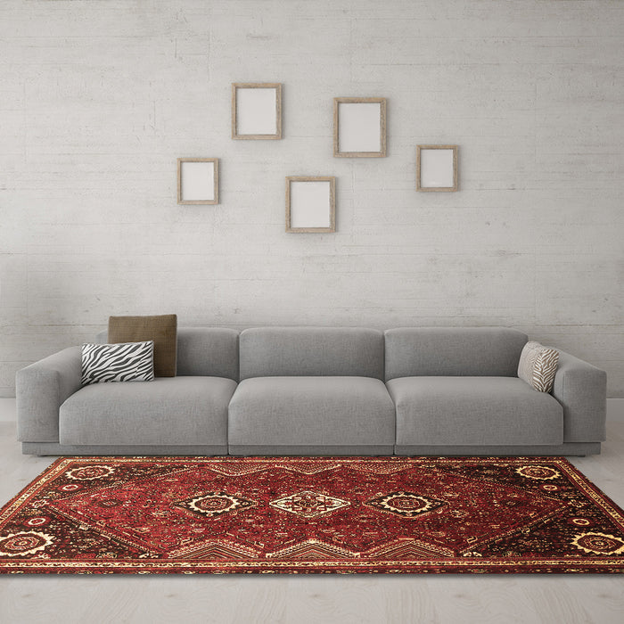 Machine Washable Persian Brown Traditional Rug in a Living Room,, wshtr831brn