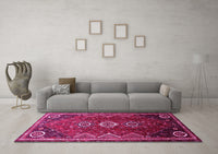 Machine Washable Persian Pink Traditional Rug, wshtr831pnk