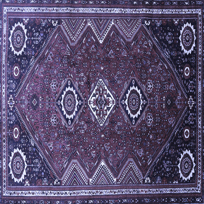 Square Machine Washable Persian Blue Traditional Rug, wshtr831blu