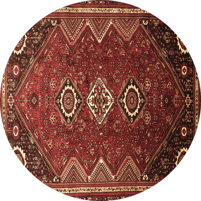 Round Machine Washable Persian Brown Traditional Rug, wshtr831brn