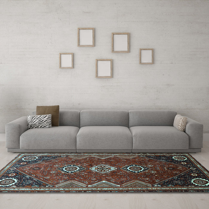 Machine Washable Persian Light Blue Traditional Rug in a Living Room, wshtr831lblu