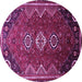 Round Machine Washable Persian Purple Traditional Area Rugs, wshtr831pur