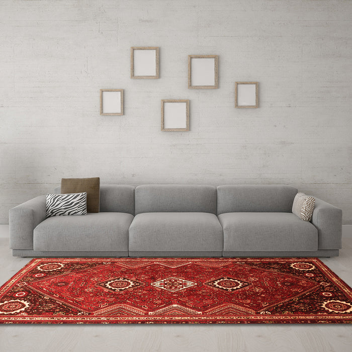 Machine Washable Persian Orange Traditional Area Rugs in a Living Room, wshtr831org