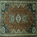 Square Persian Turquoise Traditional Rug, tr831turq