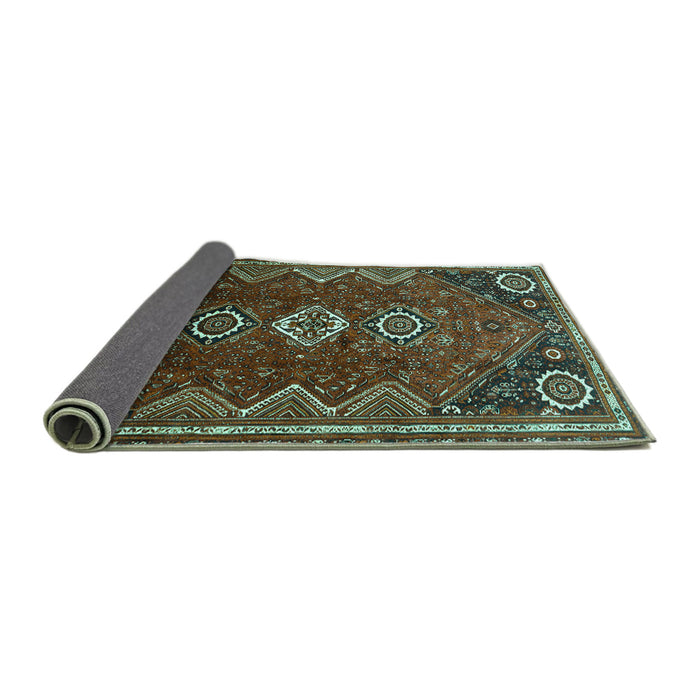 Sideview of Persian Turquoise Traditional Rug, tr831turq