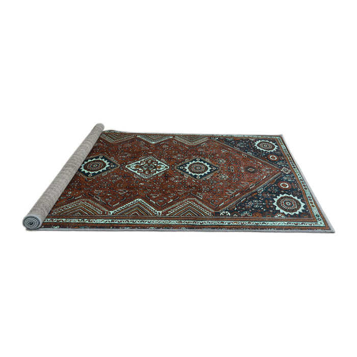 Sideview of Machine Washable Persian Light Blue Traditional Rug, wshtr831lblu