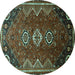 Round Persian Turquoise Traditional Rug, tr831turq