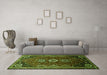 Machine Washable Persian Green Traditional Area Rugs in a Living Room,, wshtr831grn