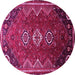 Round Machine Washable Persian Pink Traditional Rug, wshtr831pnk