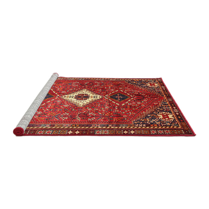 Sideview of Machine Washable Traditional Rust Pink Rug, wshtr832