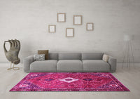 Machine Washable Persian Pink Traditional Rug, wshtr832pnk