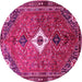 Round Machine Washable Persian Pink Traditional Rug, wshtr832pnk