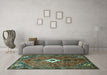 Machine Washable Persian Turquoise Traditional Area Rugs in a Living Room,, wshtr832turq