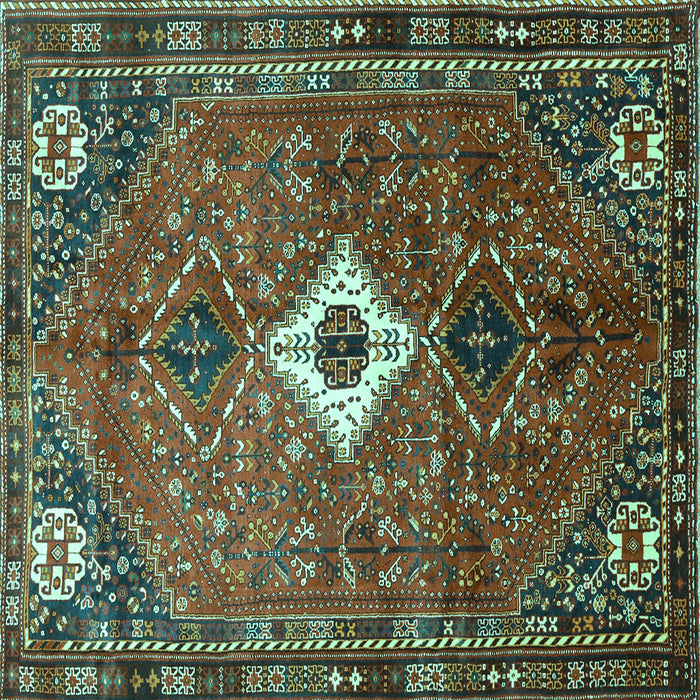 Square Machine Washable Persian Turquoise Traditional Area Rugs, wshtr832turq