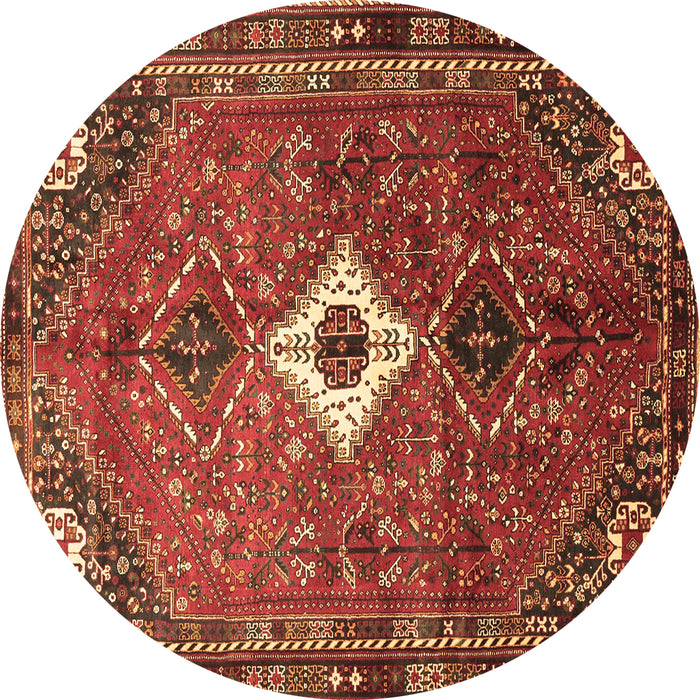 Round Machine Washable Persian Brown Traditional Rug, wshtr832brn