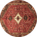 Round Machine Washable Persian Brown Traditional Rug, wshtr832brn