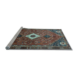 Sideview of Machine Washable Persian Light Blue Traditional Rug, wshtr832lblu