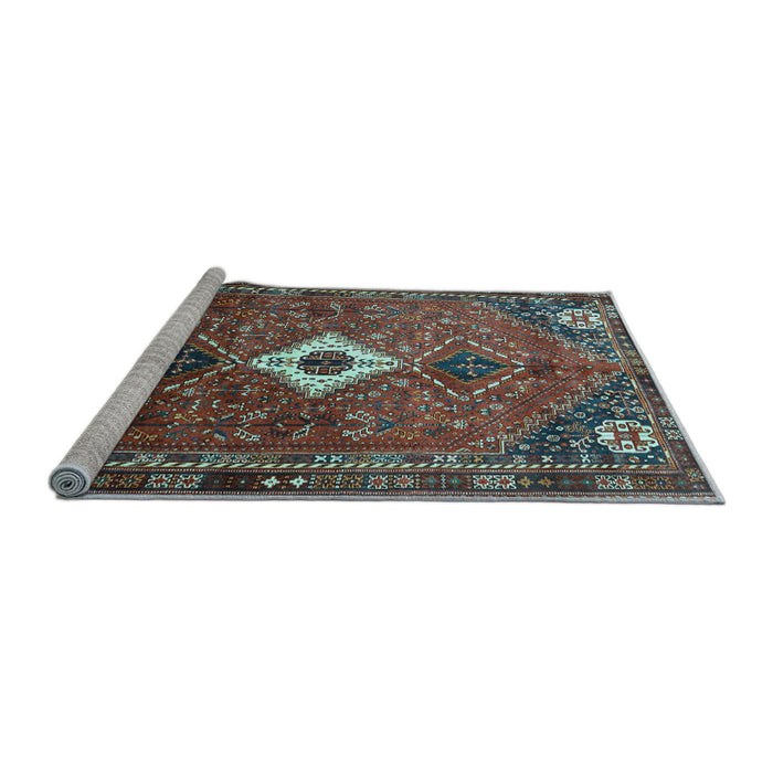Sideview of Machine Washable Persian Light Blue Traditional Rug, wshtr832lblu