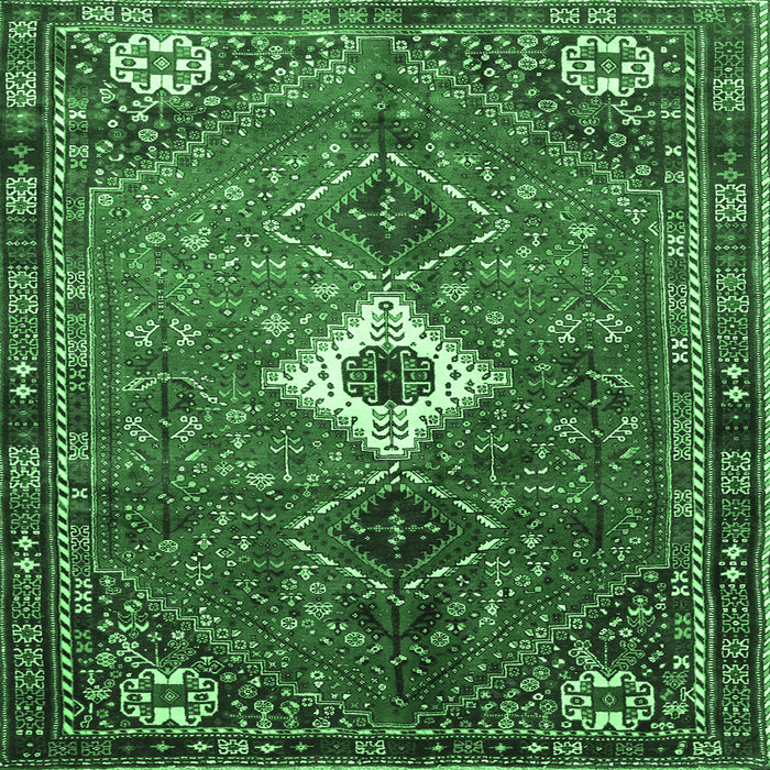 Square Machine Washable Persian Emerald Green Traditional Area Rugs, wshtr832emgrn
