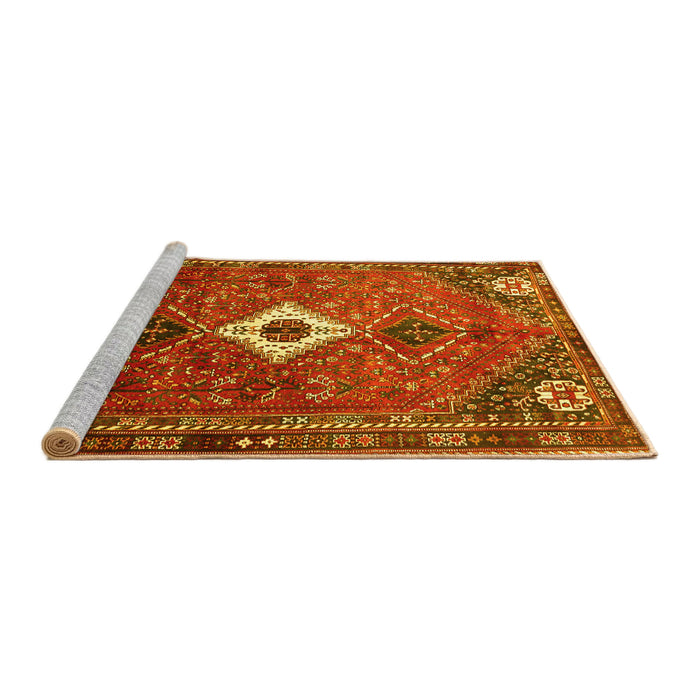 Sideview of Machine Washable Persian Yellow Traditional Rug, wshtr832yw