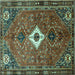 Square Persian Turquoise Traditional Rug, tr832turq