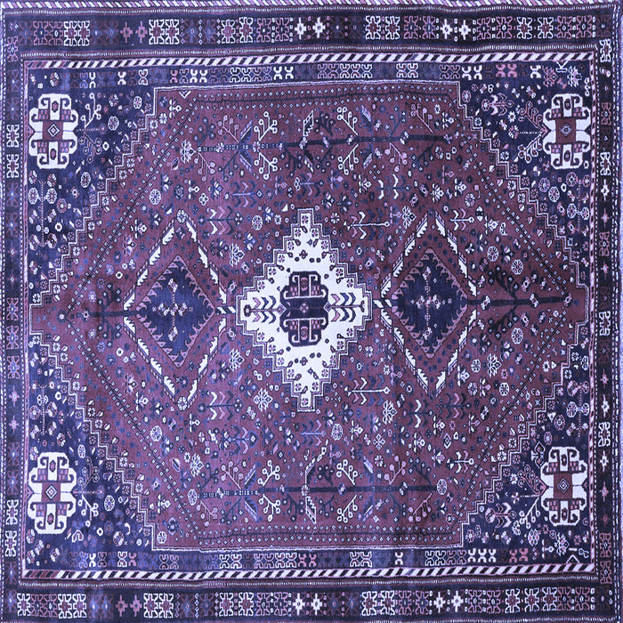 Square Machine Washable Persian Blue Traditional Rug, wshtr832blu